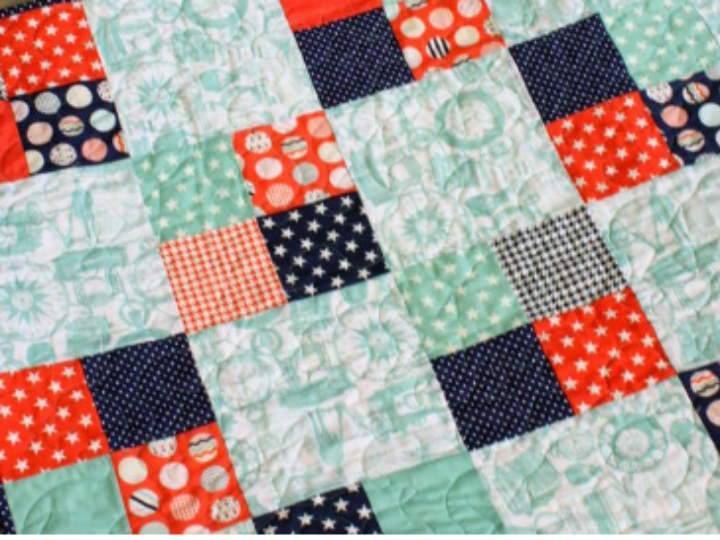Colorful patchwork quilt detail